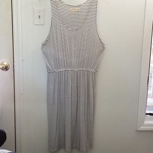 Super Soft White/Black Striped Midi T-Shirt Dress